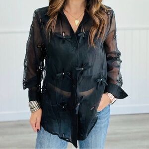 Elegant Black Sheer Women's Top
